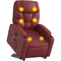 vidaXL Fauteuil de massage avec releveur vin rouge similicuir