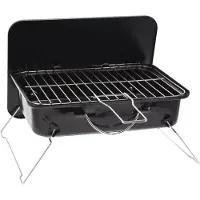 BBQ Barbecue au charbon de bois avec couvercle 34 x 24 cm Noir