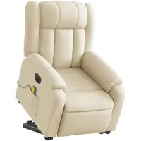 vidaXL Fauteuil de massage électrique avec releveur Crème Tissu