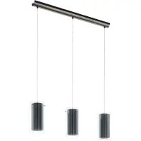 Eglo Lampe suspendue salle à manger Pinto Textil 3 lumières avec verre fumé
