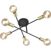 TRIO Plafonnier Cross noir max. 6 x 40W E27 sans ampoule réglable