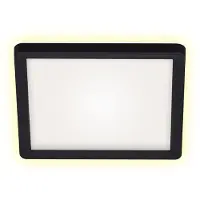 Briloner Slim LED Plafonnier angulaire, 19x19 cm ? plat, 12W, 1400 lm, blanc neutre, rétro-éclairage, noir
