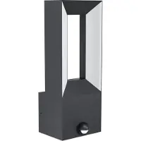 Eglo 98726 RIFORANO LED Applique murale/plafonnier d'extérieur 2x5W Détecteur Noir Blanc Blanc Chaud IP44