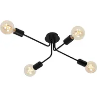 Briloner Plafonnier rétro Spot LEUCHTEN KUGLO, 60 W, IP20, noir, métal, excl. 4x E27, 66 x 44,5 x 18,5 cm