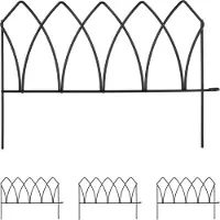 Relaxdays : bordure de parterre en métal, H x L : 29,5 x 43,5 cm, bordure de parterre à enfoncer, 4 éléments, motif en arc, noir