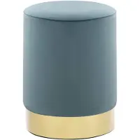 vidaXL Tabouret Bleu clair et doré Velours 28 x 36 cm
