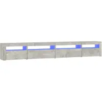 The Living Store Armoire TV avec lampes LED gris béton 270x35x40 cm