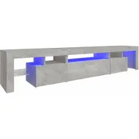 The Living Store Armoire TV avec lampes LED gris béton 215x36,5x40 cm
