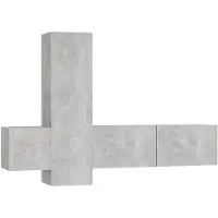 The Living Store Ensemble de 3 meubles TV en bois gris béton