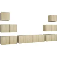 The Living Store Ensemble de 8 meubles TV en bois composite chêne Sonoma
