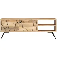 The Living Store Meuble TV 110x30x40 cm Bois massif de manguier