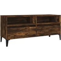 The Living Store Armoire TV chêne fumé 100x34,5x44,5 cm Matériau dérivé du bois