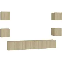 The Living Store Ensemble de 7 meubles TV en bois composite chêne Sonoma