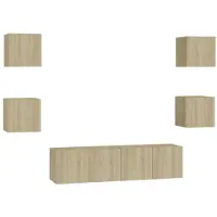 The Living Store Ensemble de 6 meubles TV Chêne Sonoma Bois composite