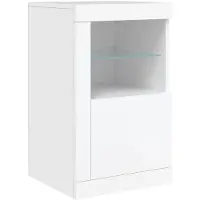 vidaXL Armoire d'appoint avec lampes LED Blanc Matériau dérivé du bois
