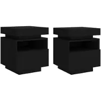 vidaXL Armoires de chevet avec lumières LED 2 pcs noir 40x39x48,5 cm