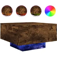 vidaXL Table basse avec lampes LED chêne fumé 55x55x31 cm
