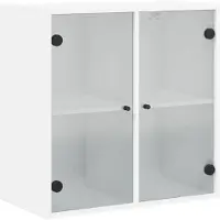 DKD Home Decor Armoire murale avec portes en verre blanc 68x37x68,5 cm