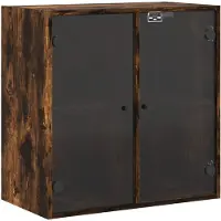 vidaXL Armoire murale avec portes en verre chêne fumé 68x37x68,5 cm