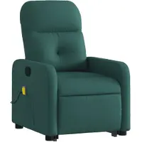 vidaXL Fauteuil de massage avec releveur Vert foncé Tissu