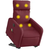 vidaXL Fauteuil de massage électrique avec releveur Tissu rouge vin