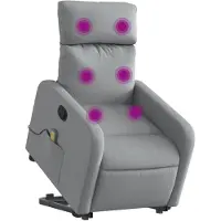 vidaXL Fauteuil de massage avec releveur Gris clair Tissu
