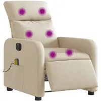 vidaXL Fauteuil de massage électrique Crème Tissu