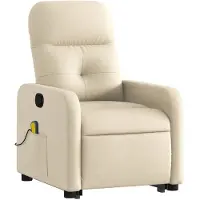vidaXL Fauteuil de massage avec releveur Crème Tissu