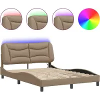 vidaXL Cadre de lit avec LED Cappuccino-Brun 120x200 cm similicuir