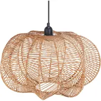 Beliani Lampe suspendue abat-jour en rotin naturel base en fer noir lampe suspendue boho salon chambre couloir