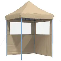 vidaXL Partytent Popup pliable avec 2 parois latérales Beige