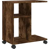 vidaXL Table d'appoint avec roues chêne fumé bois d'ingénierie