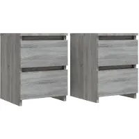 vidaXL Table de nuit 2 pièces - Panneau de particules - Gris Sonoma - 30 x 30 x 40 cm
