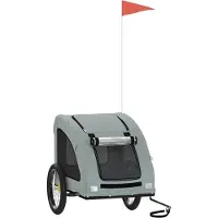 vidaXL Remorque pour vélo Chiens Gris Tissu Oxford et fer