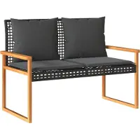 vidaXL Banc de jardin avec coussin noir résine tressée et acacia
