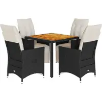 vidaXL Ensemble de jardin 5 pièces avec coussins Noir Poly Rattan
