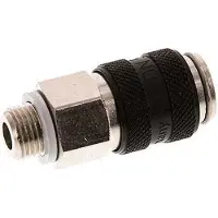 Tameson Laiton nickelé DN 5 Noir Air Coupling Socket G 1/8 inch Male Double Shut-Off