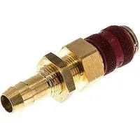 Tameson Laiton DN 5 Red Air Coupling Socket 9 mm Hose Pillar Bulkhead Double Shut-Off