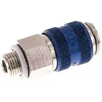 Tameson Laiton nickelé DN 5 Blue Air Coupling Socket G 1/8 inch Male Double Shut-Off