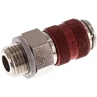 Tameson Laiton nickelé DN 5 Coupleur pneumatique rouge Douille G 1/4 pouce Mâle