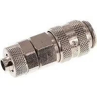 Tameson Laiton nickelé Coupleur pneumatique DN 5 Douille 6x8 mm Écrou-raccord Double obturation