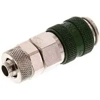Tameson Laiton nickelé DN 5 Coupleur à air vert Douille 6x8 mm Écrou-raccord Double obturation