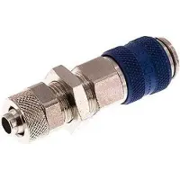 Tameson Laiton nickelé DN 5 Blue Air Coupling Socket 6x8 mm Union Nut Bulkhead Double Shut-Off