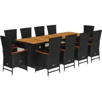 vidaXL Ensemble de jardin 11 pièces avec coussins Noir Poly Rattan