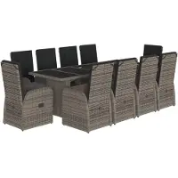 vidaXL Ensemble de jardin 11 pièces avec coussins Gris Poly rotin