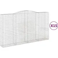 vidaXL Gabions avec arc surélevé 15pcs 400x50x220/240cm Fer galvanisé
