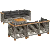 vidaXL Ensemble de jardin canapé 8 pièces avec coussins Gris Poly rotin