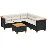 vidaXL Ensemble de salon de jardin 6 pièces avec coussins noir poly rotin