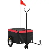 vidaXL Remorque vélo noir et rouge 45 kg Fer