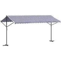 vidaXL Store autoportant bleu et blanc 500x300 cm Tissu et acier